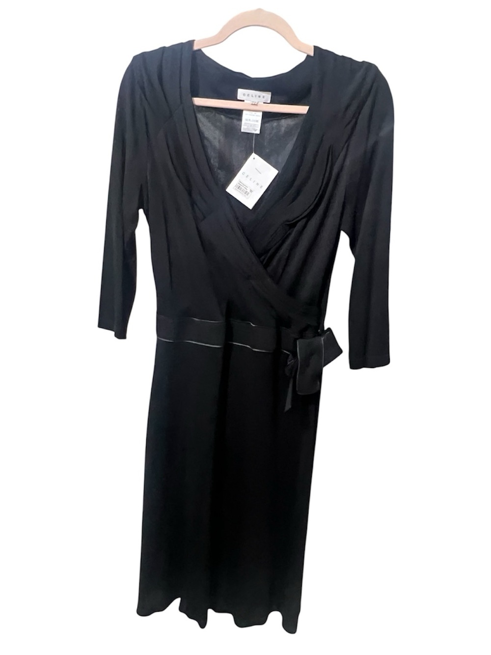 CELINE Black Wrap-Style Dress. Designer from Bloomingdales. NWT